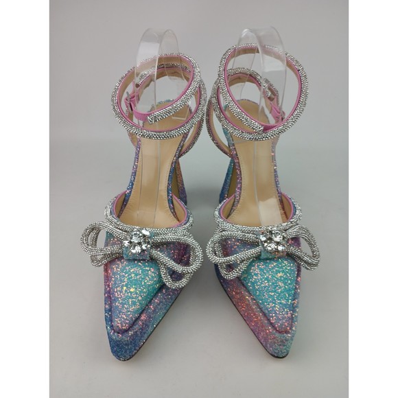 Mach & Mach Women's Galaxy Glitter Double Bow Platform Pumps Heels Size 37.5 - Picture 3 of 6